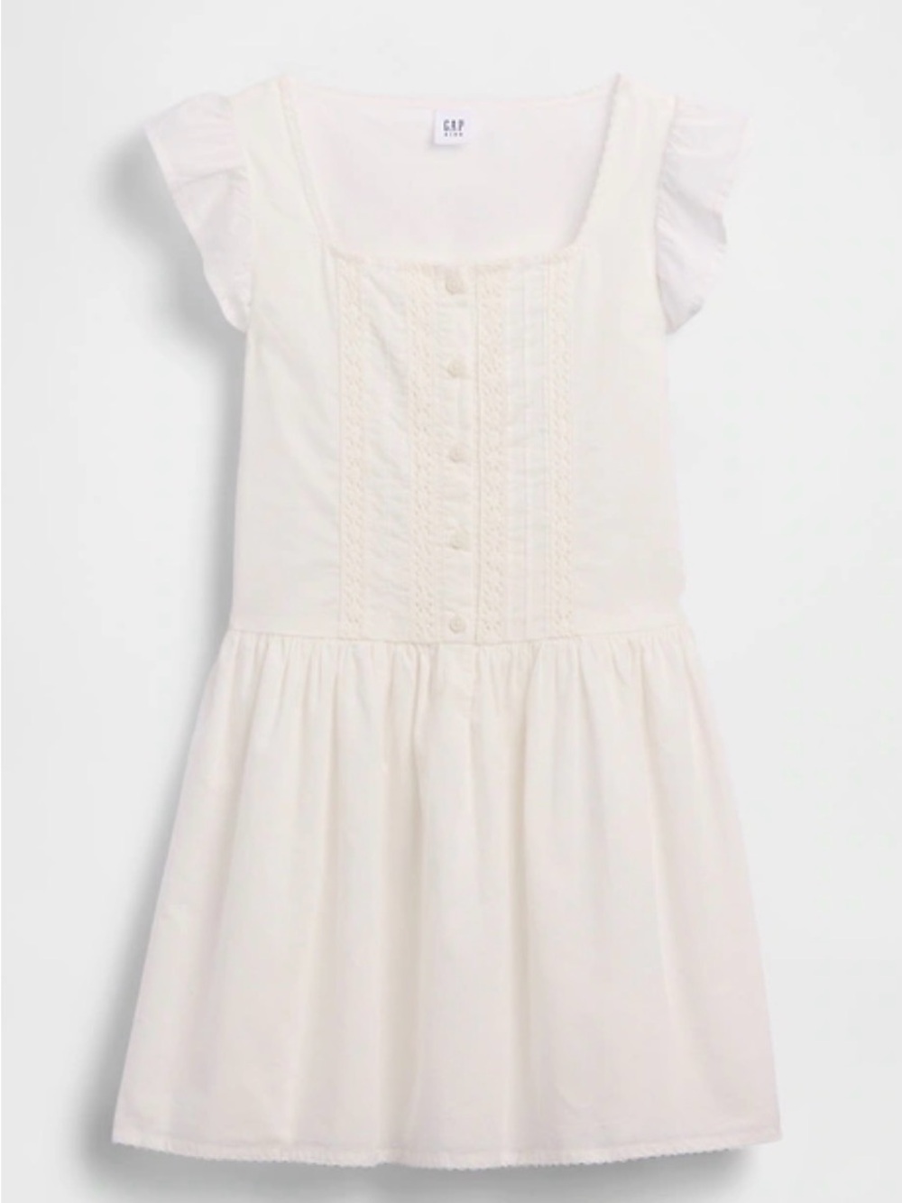 GAP Cream Button-Front Lace Detail Dress